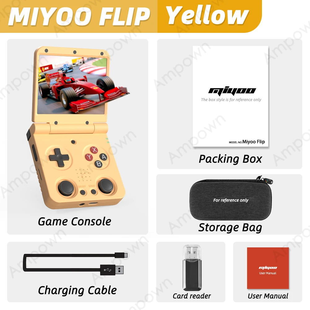 Gaming Console Os - MIYOO Yellow FLIP V2 Handheld Game