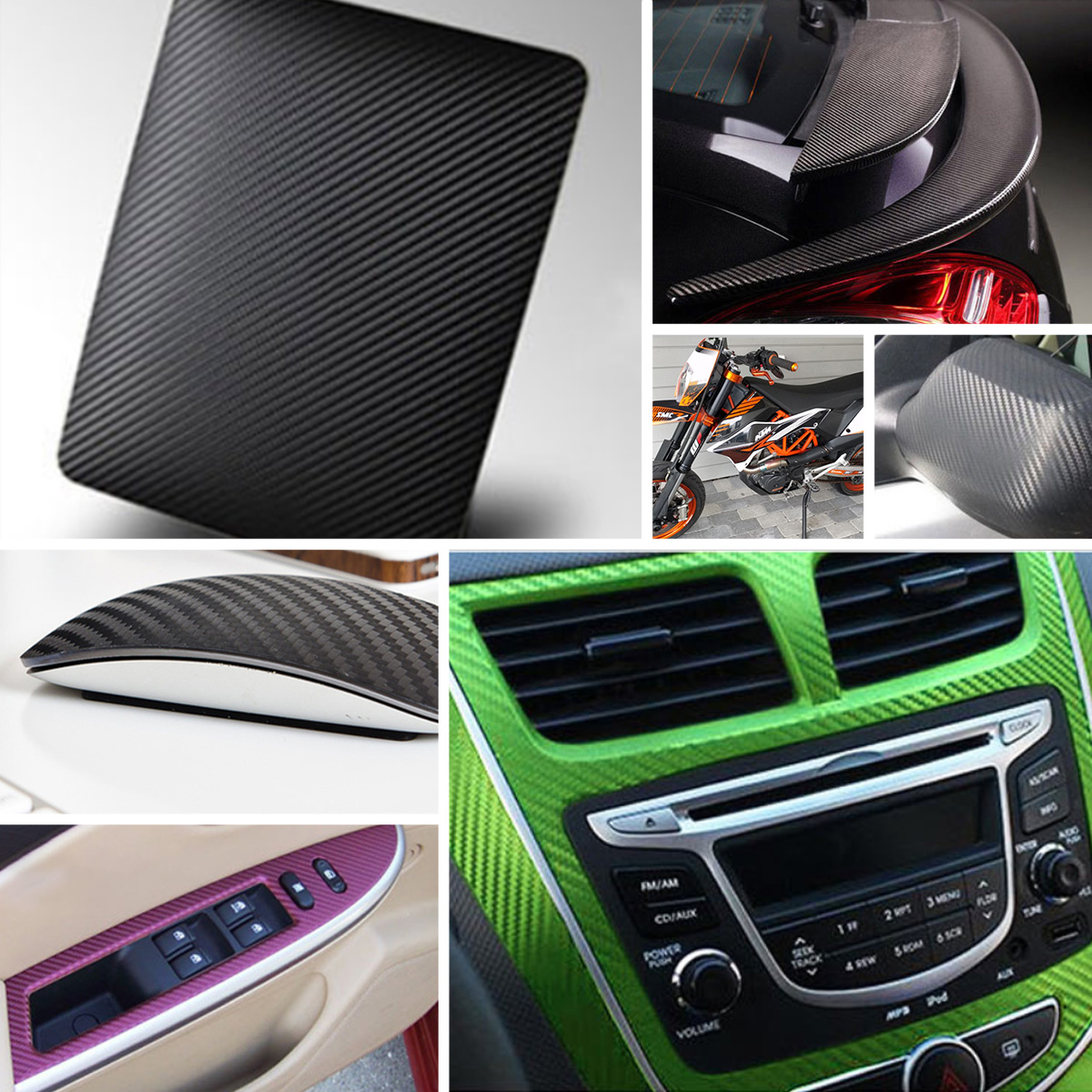 Carbon Fiber Vinyl Foil Film C - đánh giá và giá Console Skin Wrap